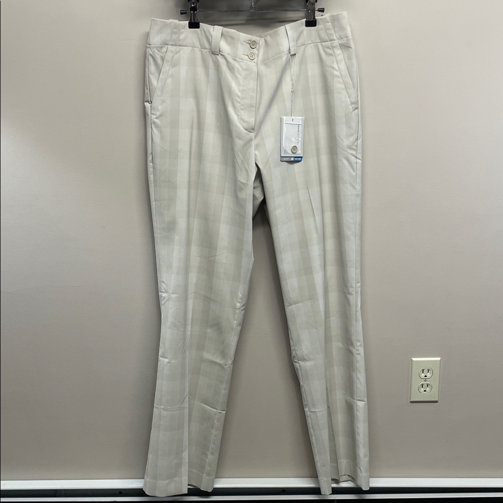 NWT Nike Golf Dri Fit Straight Leg Flat Front Plaid Performance Pants 14